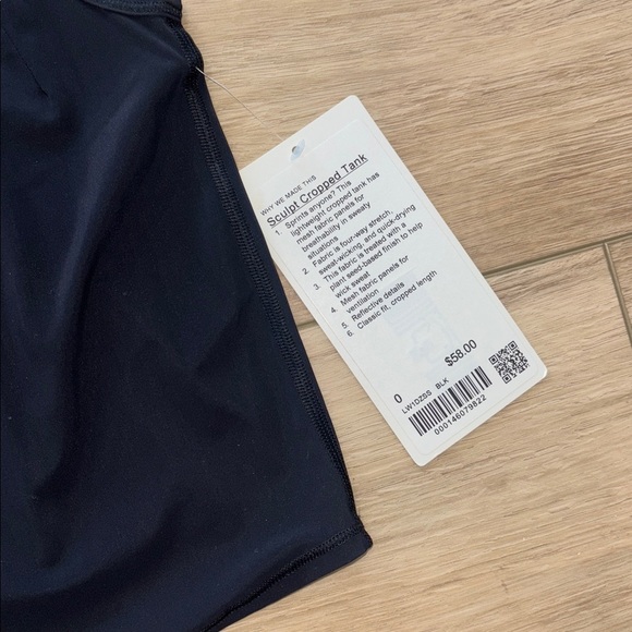 Lululemon black sculpt cropped tank woman’s size 0 new with tags - Picture 3 of 5